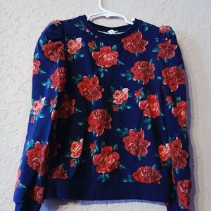 Janie and Jack Floral Sweatshirt - Navy and Red
